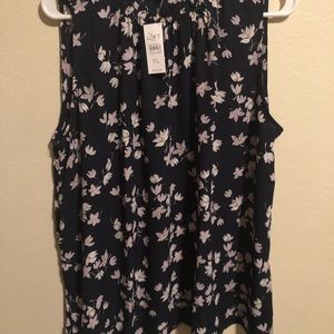 Loft sleeveless shell with ruffle collar